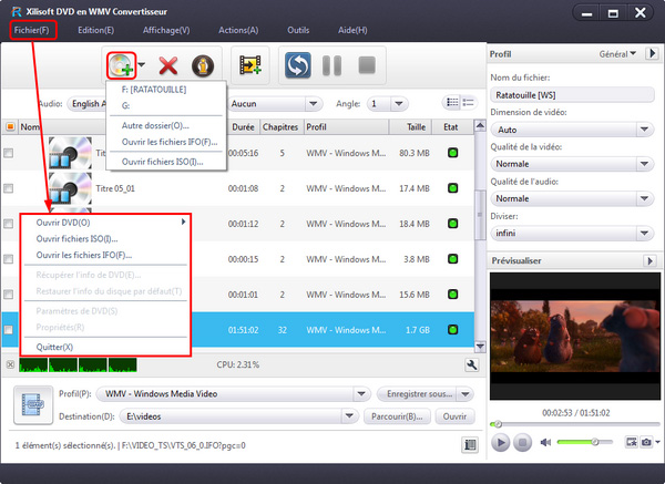 Xilisoft DVD en WMV Convertisseur